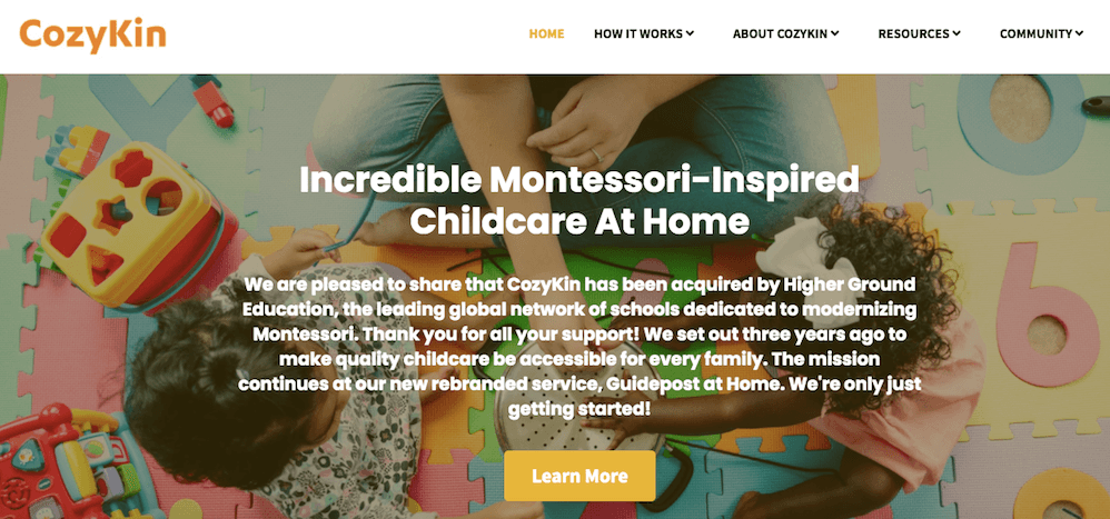 A colorful website of a childcare facility A colorful website of a childcare facility